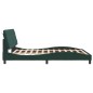 vidaXL Estructura cama con luces LED terciopelo verde oscuro 160x200cm