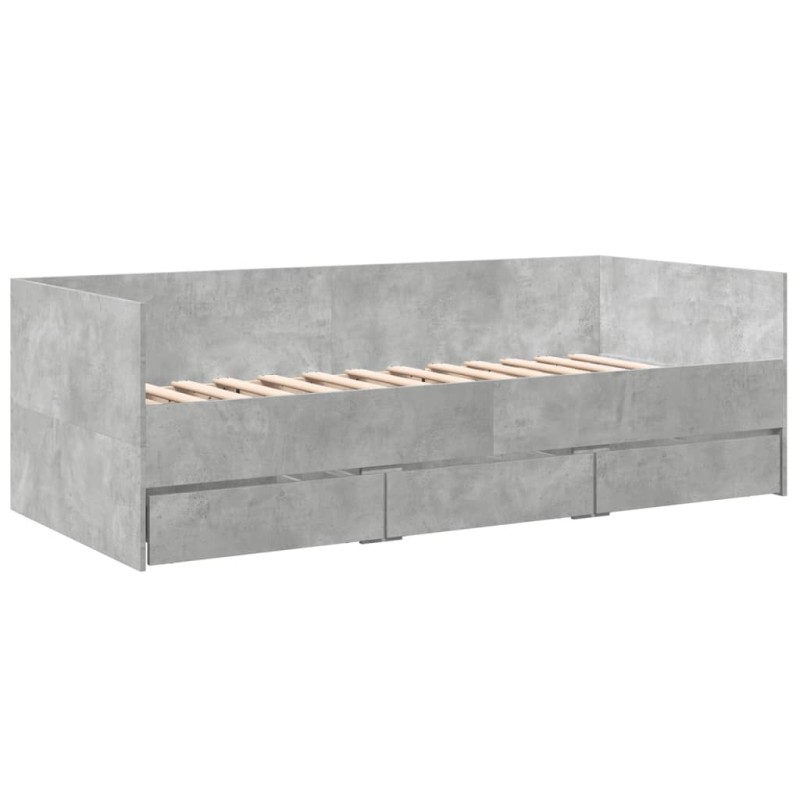 vidaXL Tumbona con cajones madera ingeniería gris hormigón 90x200 cm vidaXL Tumbona con cajones madera ingeniería gris hormigón 90x200 cm