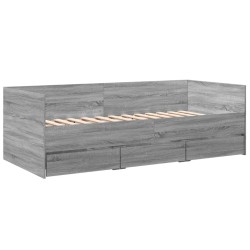 vidaXL Tumbona con cajones madera ingeniería gris Sonoma 90x200 cm