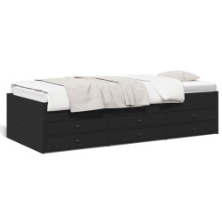 vidaXL Tumbona con cajones madera de ingeniería negro 90x200 cm