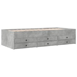 vidaXL Tumbona con cajones madera ingeniería gris hormigón 90x200 cm