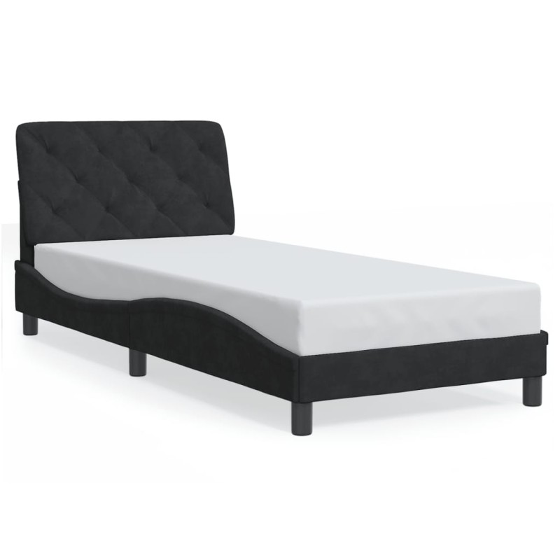 vidaXL Estructura de cama con luz LED terciopelo negro 90x190 cm vidaXL Estructura de cama con luz LED terciopelo negro 90x190 cm