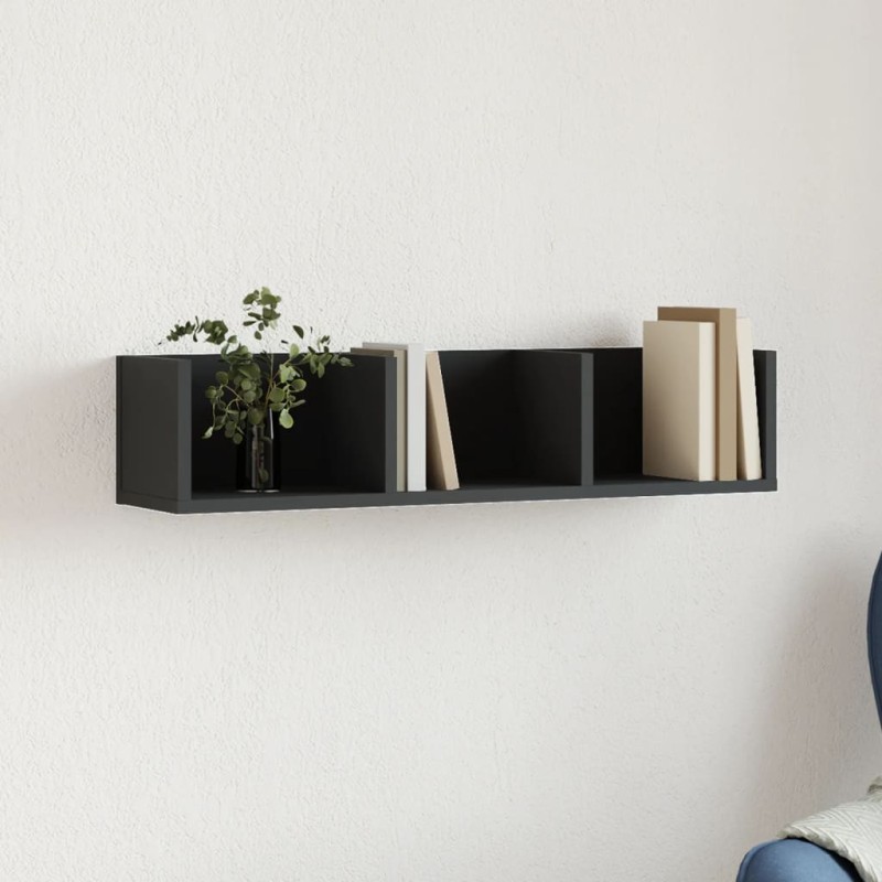 vidaXL Mueble de pared de madera de ingenieria negro 75x18x16,5 cm vidaXL Mueble de pared de madera de ingenieria negro 75x18x16,5 cm