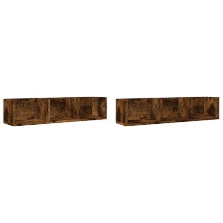 vidaXL Muebles de pared 2 uds madera de ingeniería roble ahumado