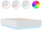 vidaXL Estructura de cama con LED madera ingeniería blanco 135x190 cm vidaXL Estructura de cama con LED madera ingeniería blanco 135x190 cm
