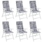 vidaXL Cojines de silla respaldo alto 6 uds tela Oxford a cuadros gris vidaXL Cojines de silla respaldo alto 6 uds tela Oxford a cuadros gris