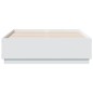 vidaXL Estructura de cama con LED madera ingeniería blanco 135x190 cm vidaXL Estructura de cama con LED madera ingeniería blanco 135x190 cm