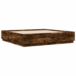 vidaXL Estructura de cama madera de ingeniería roble ahumado 200x200cm