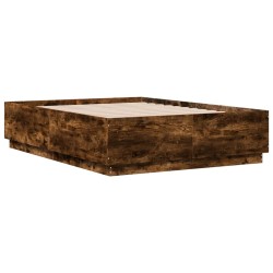 vidaXL Estructura de cama madera de ingeniería roble ahumado 135x190cm