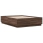 vidaXL Estructura cama con luces LED madera roble marrón 135x190 cm vidaXL Estructura cama con luces LED madera roble marrón 135x190 cm