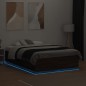 vidaXL Estructura cama con luces LED madera roble marrón 135x190 cm vidaXL Estructura cama con luces LED madera roble marrón 135x190 cm