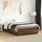 vidaXL Estructura cama con luces LED madera roble marrón 135x190 cm vidaXL Estructura cama con luces LED madera roble marrón 135x190 cm