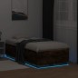 vidaXL Estructura cama con luces LED madera roble ahumado 75x190 cm vidaXL Estructura cama con luces LED madera roble ahumado 75x190 cm