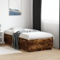 vidaXL Estructura cama con luces LED madera roble ahumado 75x190 cm vidaXL Estructura cama con luces LED madera roble ahumado 75x190 cm