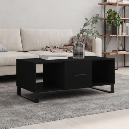vidaXL Mesa de centro madera contrachapada negro 102x50x40 cm