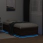 vidaXL Estructura cama con luces LED madera marrón roble 75x190 cm vidaXL Estructura cama con luces LED madera marrón roble 75x190 cm