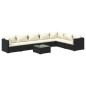 vidaXL Set de muebles de jardín 8 pzas y cojines ratán sintético negro vidaXL Set de muebles de jardín 8 pzas y cojines ratán sintético negro