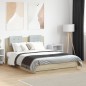 vidaXL Cama con cabecero madera de ingeniería roble Sonoma 140x190 cm vidaXL Cama con cabecero madera de ingeniería roble Sonoma 140x190 cm