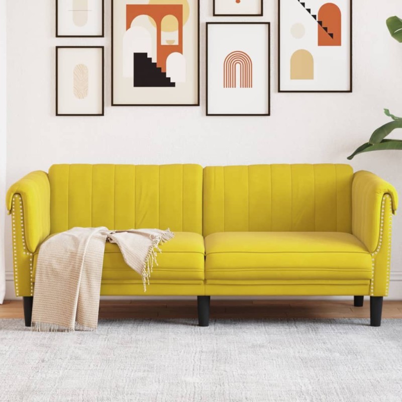 vidaXL Sofá de 2 plazas terciopelo amarillo vidaXL Sofá de 2 plazas terciopelo amarillo