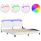 vidaXL Estructura de cama con luz LED cuero sintético blanco 180x200cm vidaXL Estructura de cama con luz LED cuero sintético blanco 180x200cm