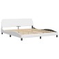 vidaXL Estructura de cama con luz LED cuero sintético blanco 180x200cm vidaXL Estructura de cama con luz LED cuero sintético blanco 180x200cm