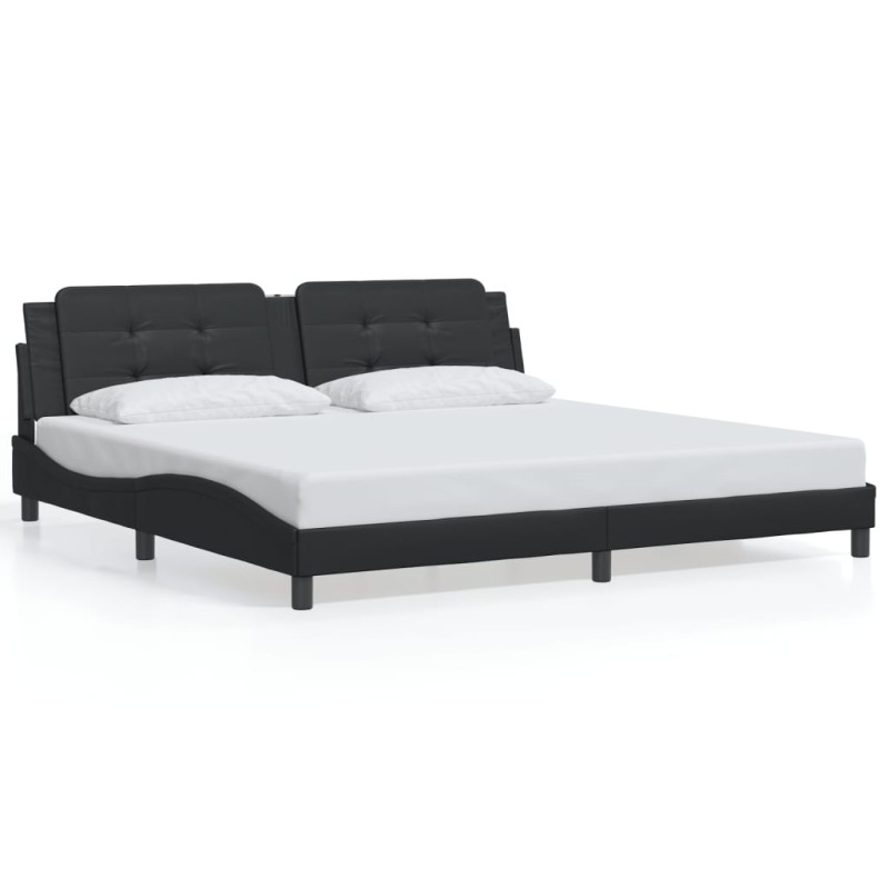 vidaXL Estructura cama con luces LED cuero sintético negro 200x200 cm vidaXL Estructura cama con luces LED cuero sintético negro 200x200 cm