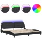 vidaXL Estructura cama con luces LED cuero sintético negro 200x200 cm vidaXL Estructura cama con luces LED cuero sintético negro 200x200 cm
