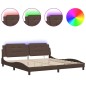 vidaXL Estructura cama con luces LED cuero sintético marrón 200x200 cm