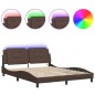 vidaXL Estructura de cama con luces LED cuero PE marrón 160x200 cm vidaXL Estructura de cama con luces LED cuero PE marrón 160x200 cm