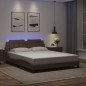 vidaXL Estructura de cama con luces LED cuero PE marrón 160x200 cm vidaXL Estructura de cama con luces LED cuero PE marrón 160x200 cm