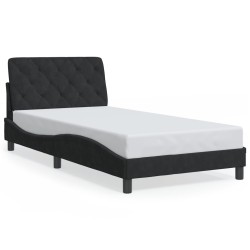 vidaXL Estructura de cama con cabecero de terciopelo negro 100x200 cm