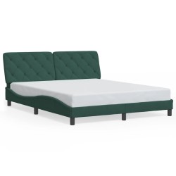 vidaXL Estructura cama con cabecero terciopelo verde oscuro 160x200 cm