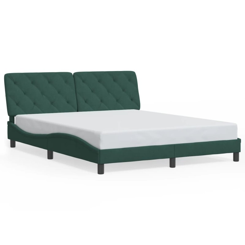 vidaXL Estructura cama con cabecero terciopelo verde oscuro 160x200 cm vidaXL Estructura cama con cabecero terciopelo verde oscuro 160x200 cm