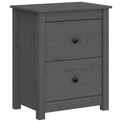 vidaXL Mesita de noche madera maciza de pino gris 50x35x61,5 cm