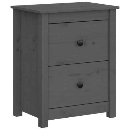 vidaXL Mesita de noche madera maciza de pino gris 50x35x61,5 cm