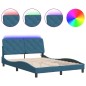 vidaXL Estructura de cama con luces LED terciopelo azul 140x190 cm vidaXL Estructura de cama con luces LED terciopelo azul 140x190 cm