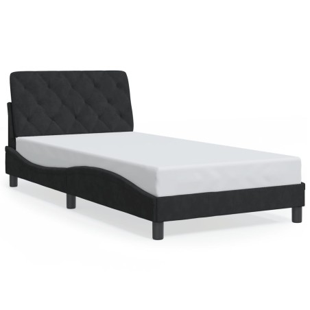 vidaXL Estructura de cama con luces LED terciopelo negro 100x200 cm