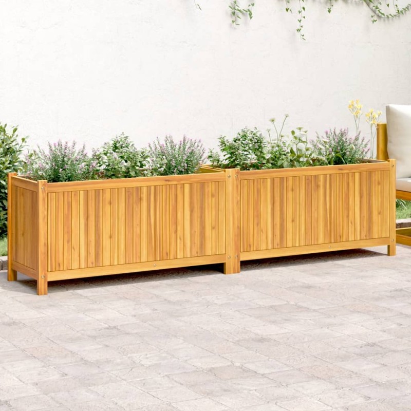 vidaXL Jardinera con forro madera maciza de acacia 199x38,5x50 cm vidaXL Jardinera con forro madera maciza de acacia 199x38,5x50 cm