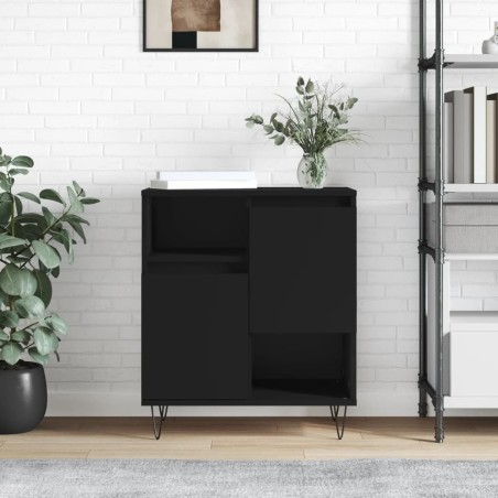 vidaXL Aparador de madera contrachapada negro 60x35x70 cm