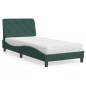 vidaXL Cama con colchón terciopelo verde oscuro 90x200 cm vidaXL Cama con colchón terciopelo verde oscuro 90x200 cm