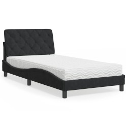 vidaXL Cama con colchón terciopelo negro 100x200 cm