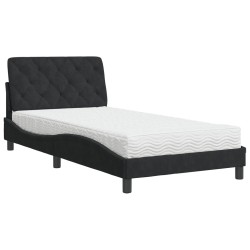 vidaXL Cama con colchón terciopelo negro 100x200 cm