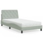 vidaXL Cama con colchón terciopelo gris claro 100x200 cm vidaXL Cama con colchón terciopelo gris claro 100x200 cm