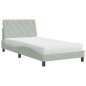 vidaXL Cama con colchón terciopelo gris claro 100x200 cm vidaXL Cama con colchón terciopelo gris claro 100x200 cm