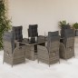 vidaXL Set comedor jardín 7 pzas y cojines ratán sintético gris vidaXL Set comedor jardín 7 pzas y cojines ratán sintético gris