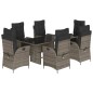 vidaXL Set comedor jardín 7 pzas y cojines ratán sintético gris vidaXL Set comedor jardín 7 pzas y cojines ratán sintético gris