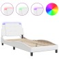 vidaXL Estructura cama con luces LED cuero sintético blanco 80x200 cm vidaXL Estructura cama con luces LED cuero sintético blanco 80x200 cm