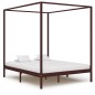 vidaXL Cama con dosel madera maciza de pino marrón oscuro 180x200 cm vidaXL Cama con dosel madera maciza de pino marrón oscuro 180x200 cm