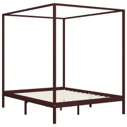 vidaXL Cama con dosel madera maciza de pino marrón oscuro 180x200 cm