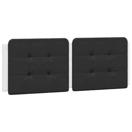 vidaXL Cabecero de cama acolchado cuero sintético negro blanco 140 cm